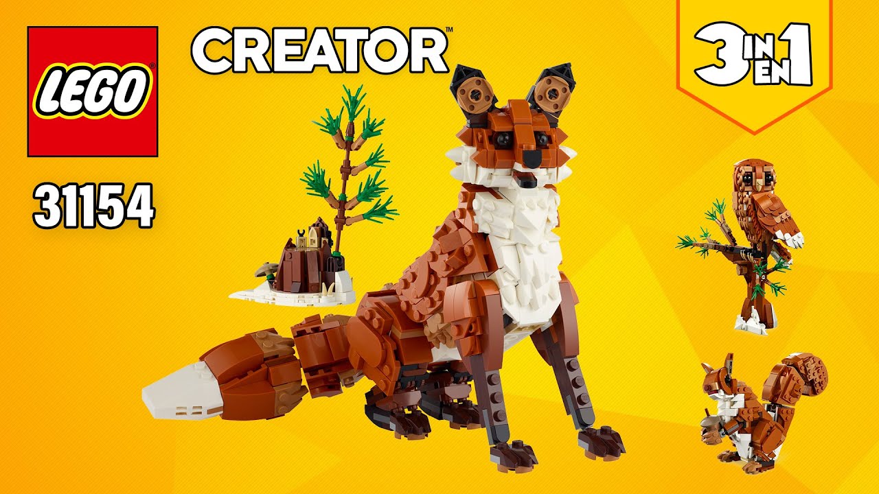LEGO Creator 3-в-1 Лесные животные: Рыжая лиса (31154) [667 деталей] Сова и белка | Инструкции по...