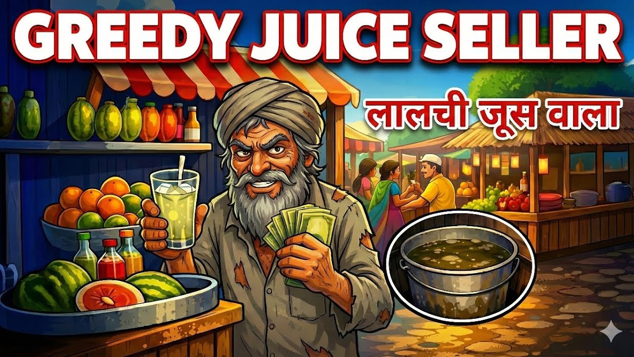 लालची जूस वाला की कहानी 🍹 | Greedy Juice Seller Moral Story | Hindi Kahaniya | Cartoon Story