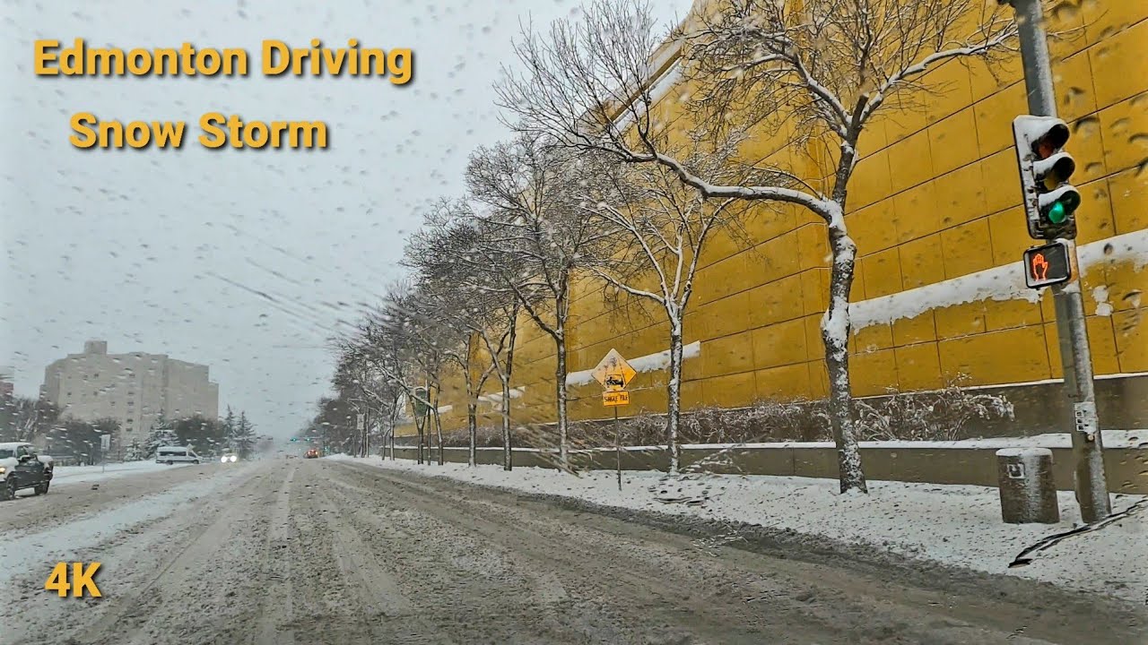 Driving - Snow Storm - 87 Ave to Groat Road, Edmonton, AB, 🇨🇦