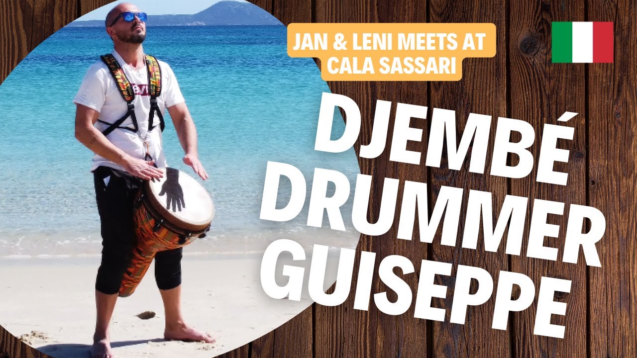 Jan & Leni meets Djemb&eacute; Drummer Guiseppe at Cala Sassari Sardinia