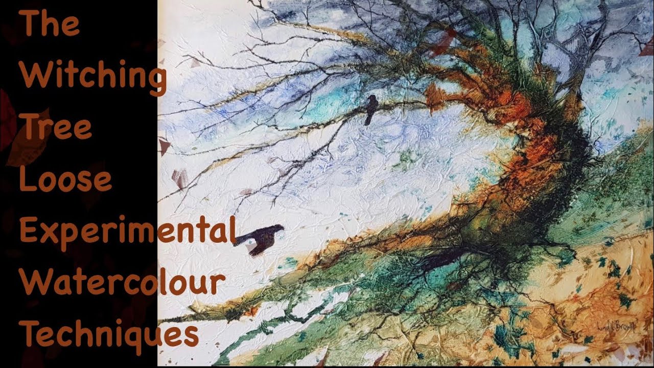 The Witching Tree, experimental watercolour techniques with texture! @lindabrownartist