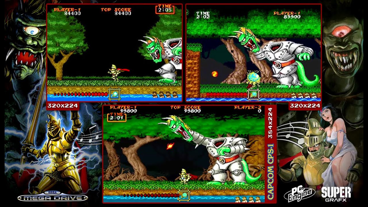 Ghouls 'n Ghosts 大魔界村 | Arcade, Mega Drive & PCE Supergrafx | Comparison - Triple Longplay