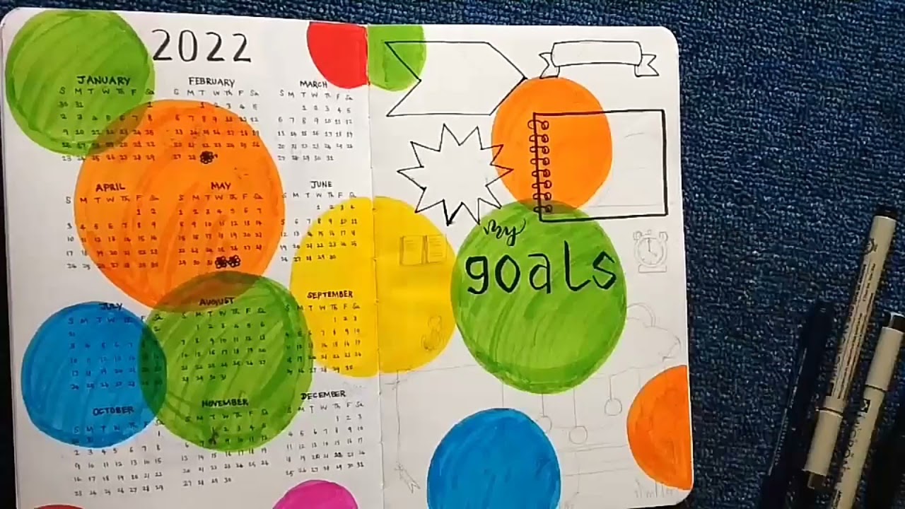 Plan with me | Bullet journal ideas | Goals page spread ideas | Mini spread | Brushpen | January