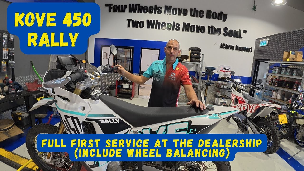 First Service for the Kove 450 Rally at the Dealership + Front Wheel Balancing