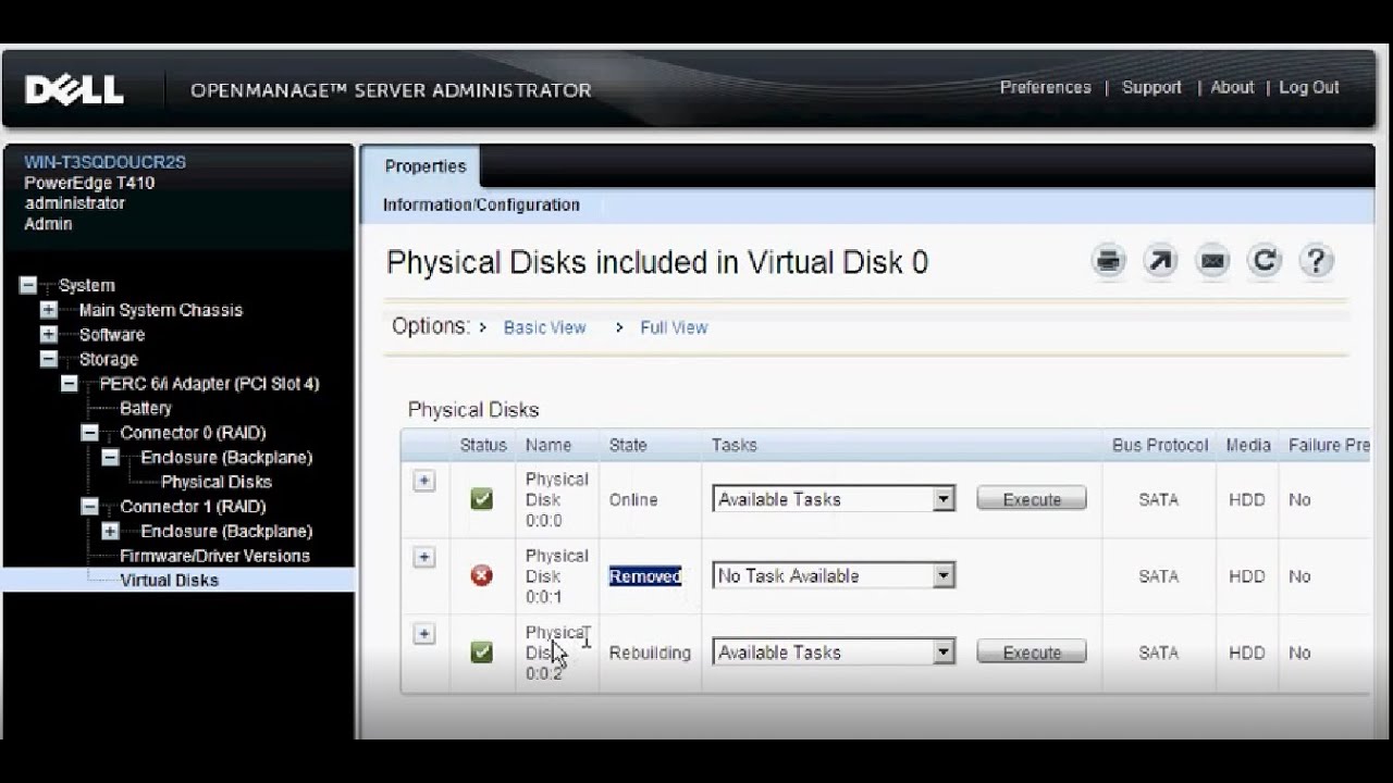 How to set Hot spare on OpenManage Server Administrator  Software