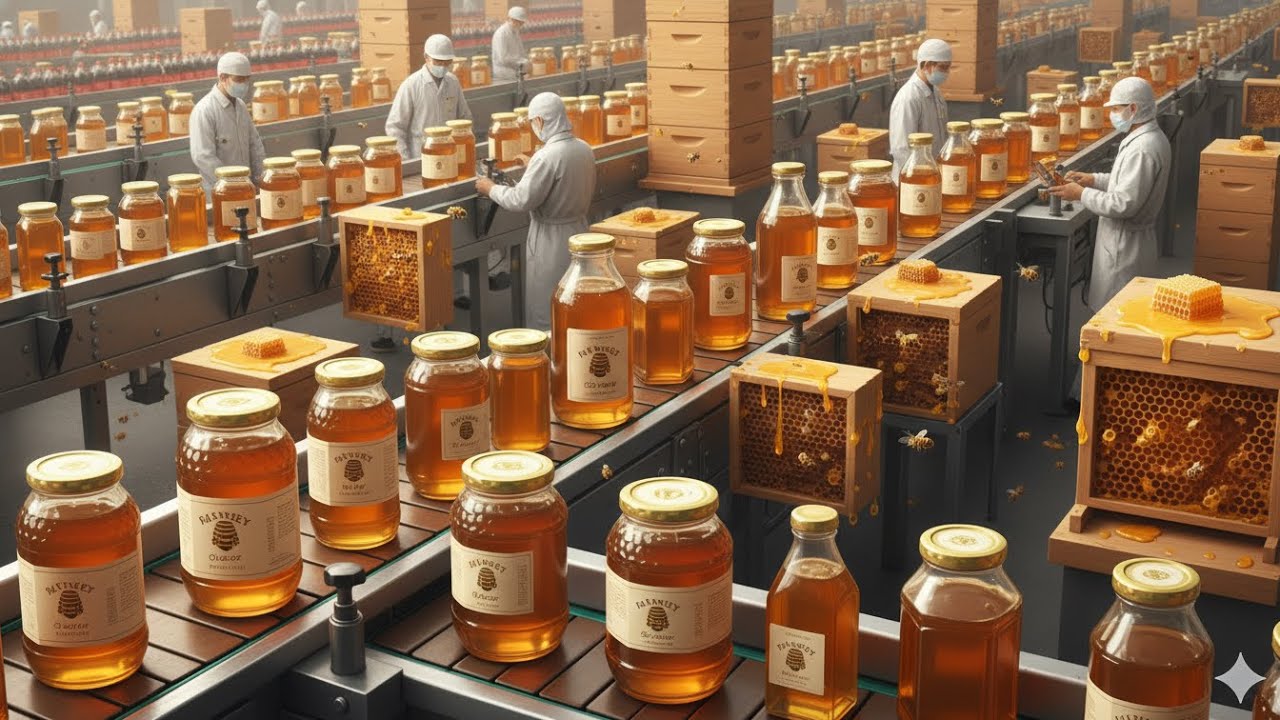 Inside the Honey Processing Factory – From Beehives to Pure Golden Honey | NextGen Machina