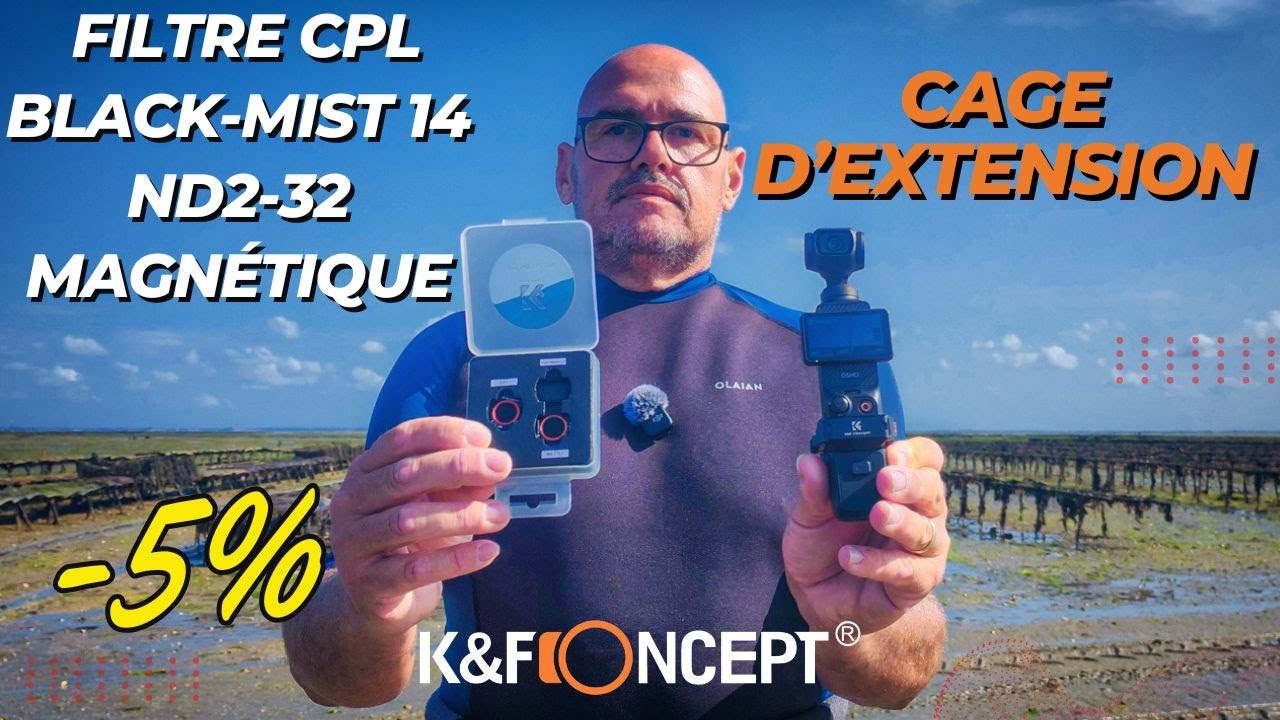 K&F Concept - Filtres (CPL, Black-Mist 1/4, ND2-32) et cage d’extension aluminium pour Osmo Pocket 3