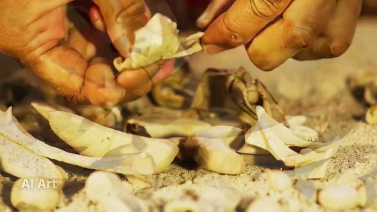 AI-Generated Primitive Toolmaking in the Stone Age | Close-Up of Early Human Hands Crafting Tools