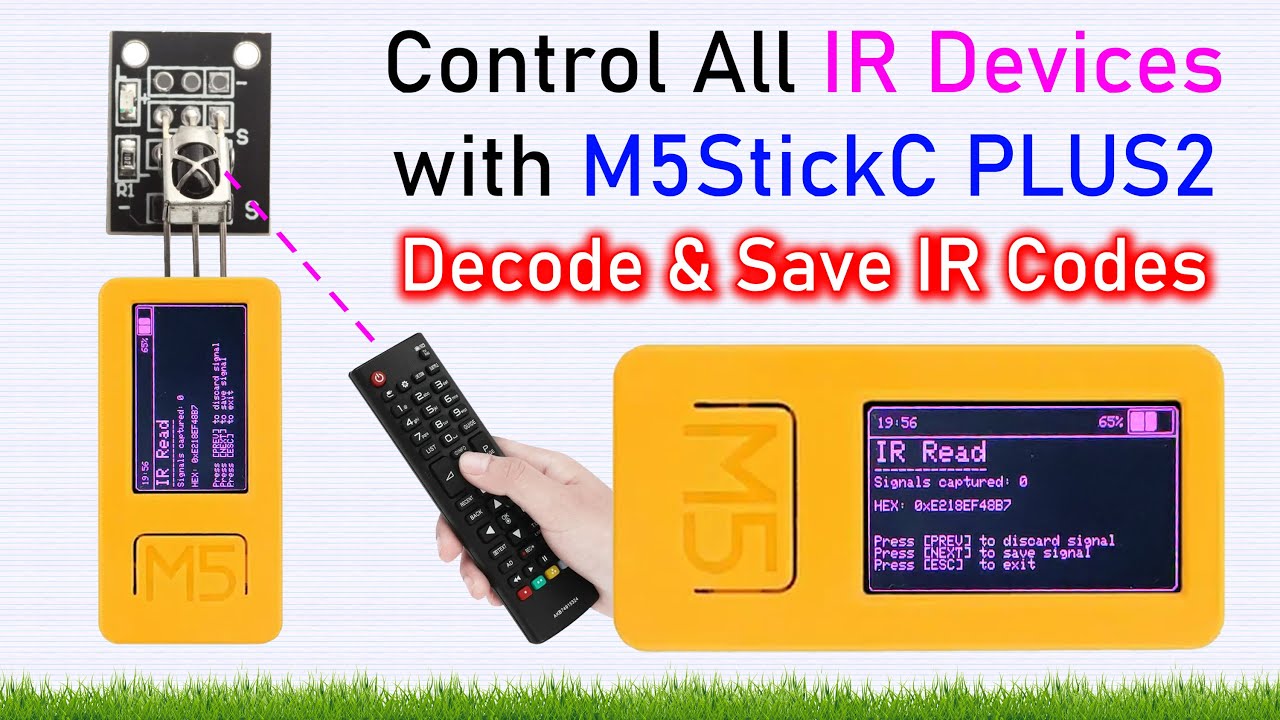 M5StickC PLUS2: Control Any IR Remote, Decode & Save IR Codes with IR Receiver Module