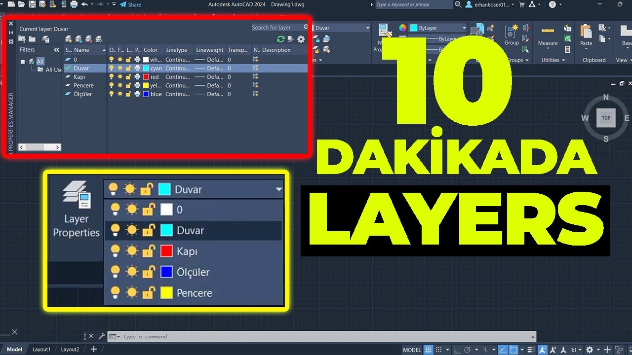 AutoCAD Dersleri - Layers (Katmanlar) | AutoCAD 2024