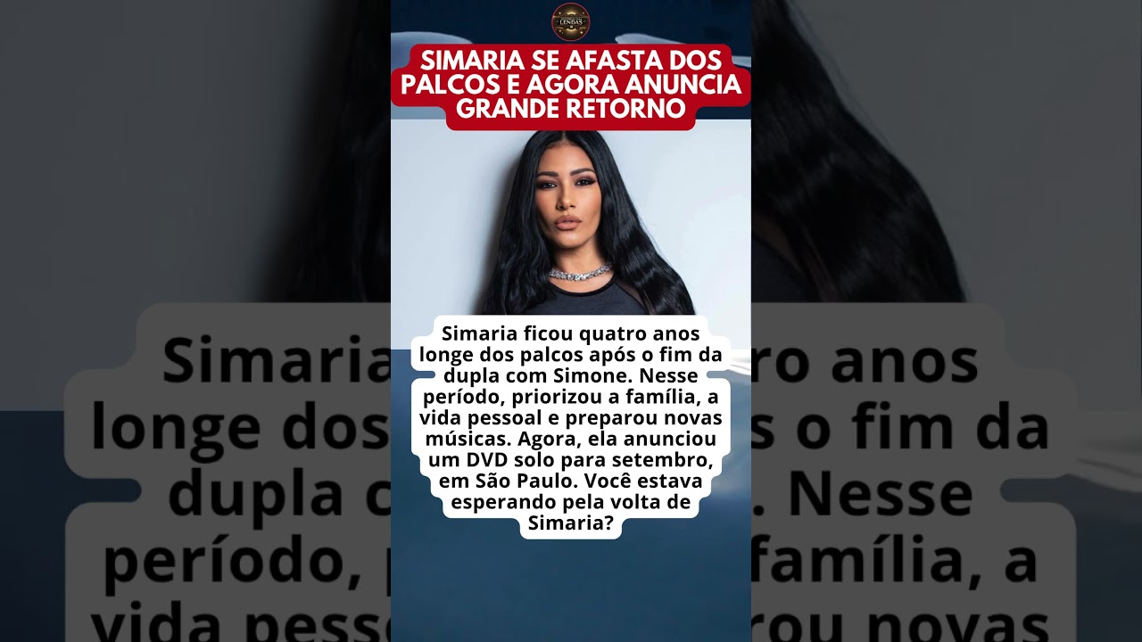 SIMARIA RETORNA &Agrave; M&Uacute;SICA AP&Oacute;S QUATRO ANOS E PREPARA NOVA FASE