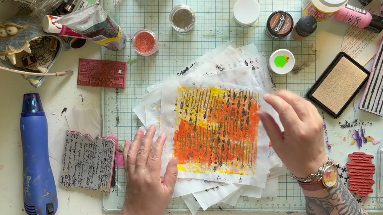 Adding Embossing To The Halloween Tissue Paper Backgrounds