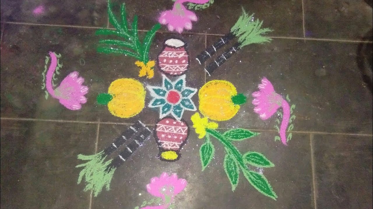 Pongal kolam / simple pongal kolam by lovely taste kitchen