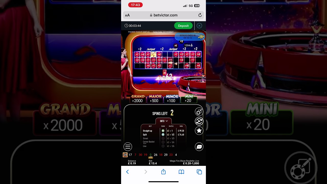 &pound;1000 Roulette mega fire blaze win