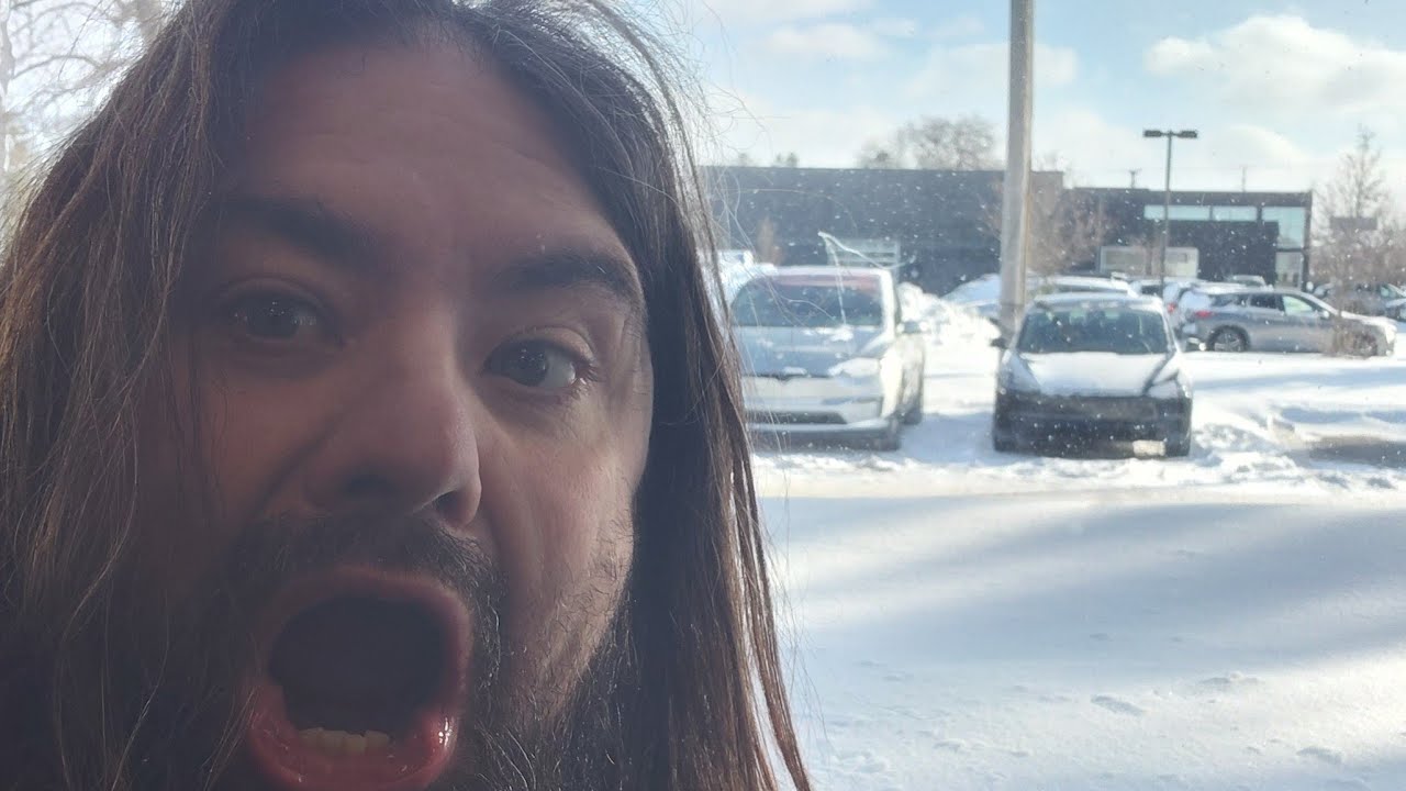 Test driving a tesla in the snow f s d