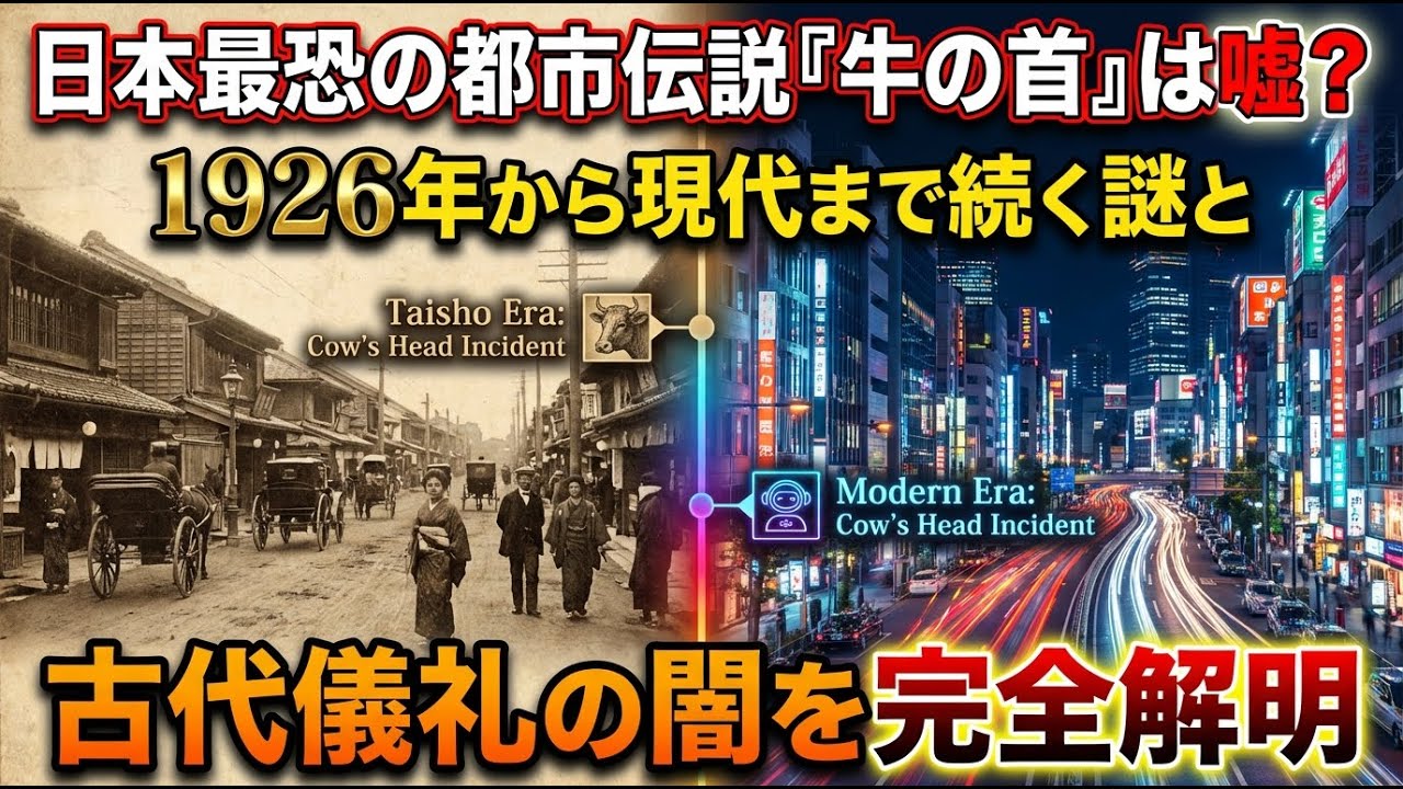 日本最恐の都市伝説「牛の首」は嘘？｜1926年から現代まで続く謎と古代儀礼の闇を完全解明 #牛の首 #日本最恐怪談 #小松左京 #筒井康隆 #都市伝説 #怪談 #オカルト #ミステリー #禁断の話
