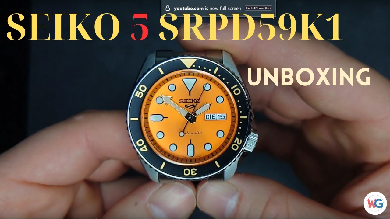 Seiko 5 Orange boy SRPD59K1 unboxing, lume shot and close up shots