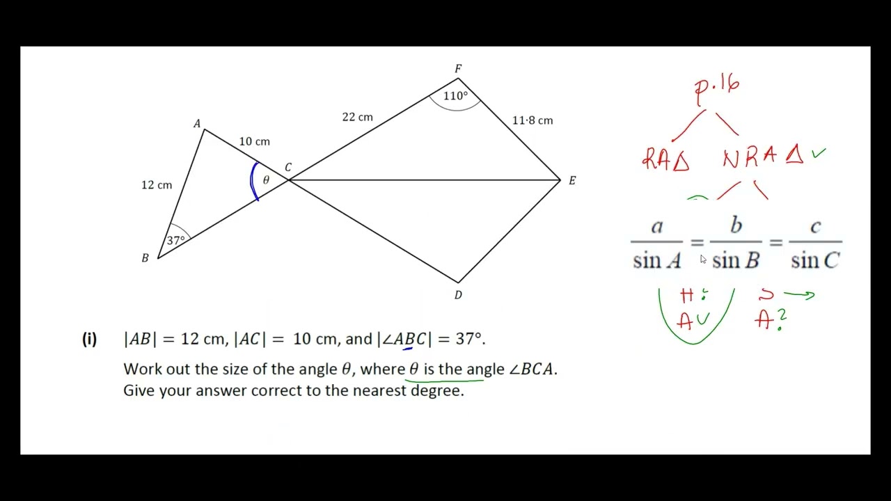 Leaving Cert Maths 2024 Paper 2 Question 8 b - Sine Rule Tutorial