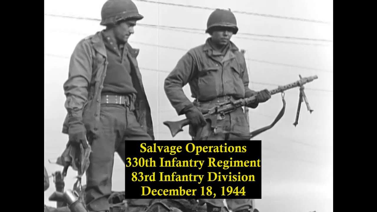 Salvage Operations by 83rd Infantry Division near Schevenhütte, Germany; December 18, 1944