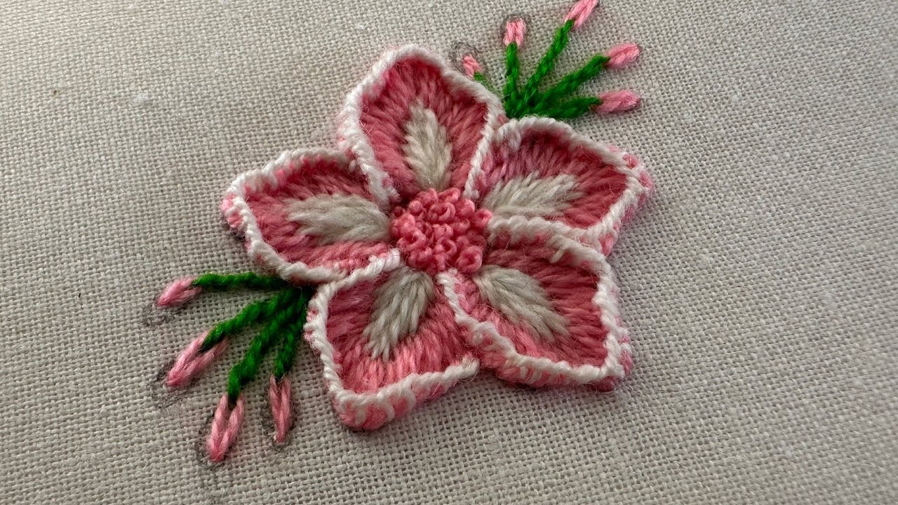 Vert simple and very cute flower embroidery design | hand embroidery 🧵 | Kadhai