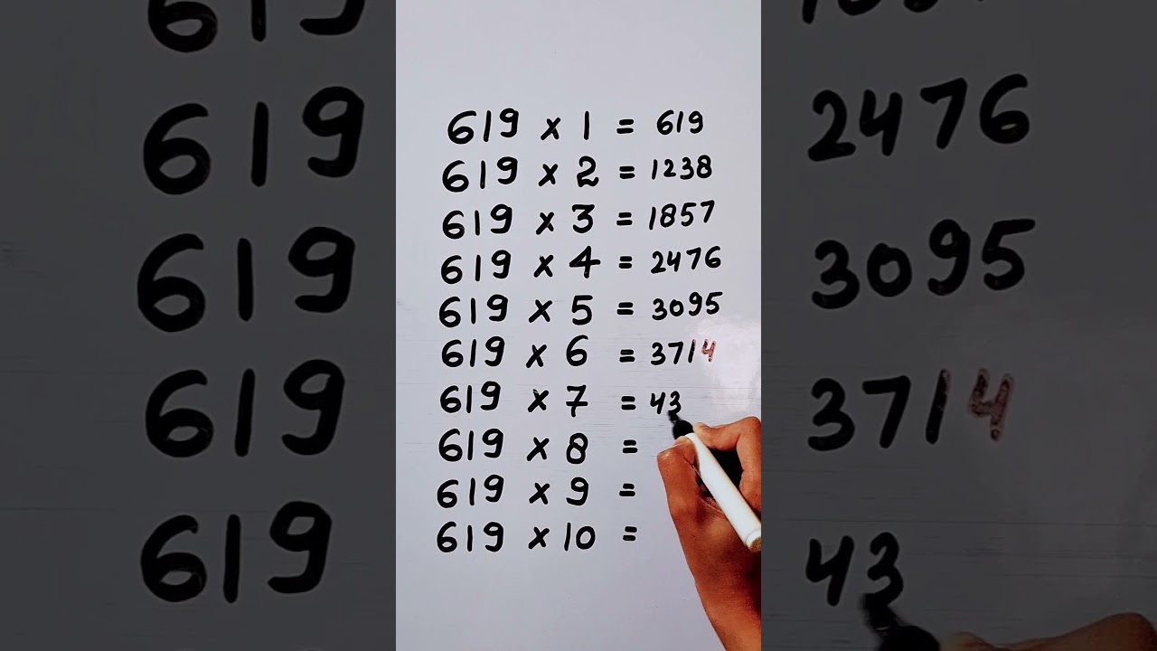 Write the Table of 619 in 18 second only..#maths #mathshack #mathstricks @study_care0