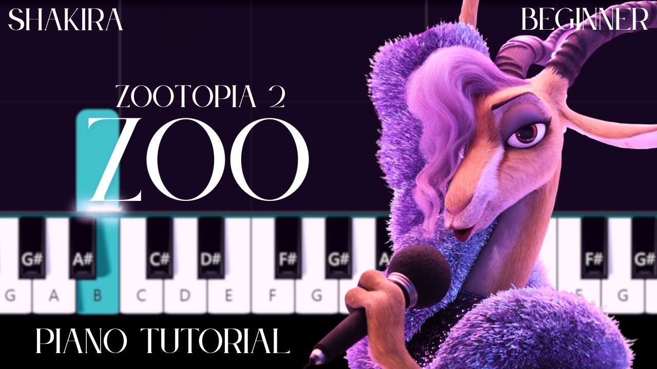 Shakira - Zoo - Zootopia 2 | Easy Piano Tutorial (Beginner)