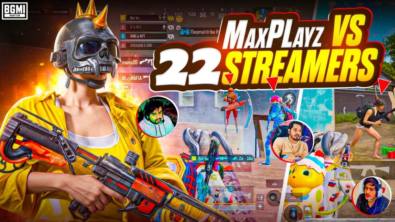 22 Youtubers vs MaxPlayz 😱 They Called me H@CKER & Reported Me 🔥 MaxPlayz vs Streamers | BGMI