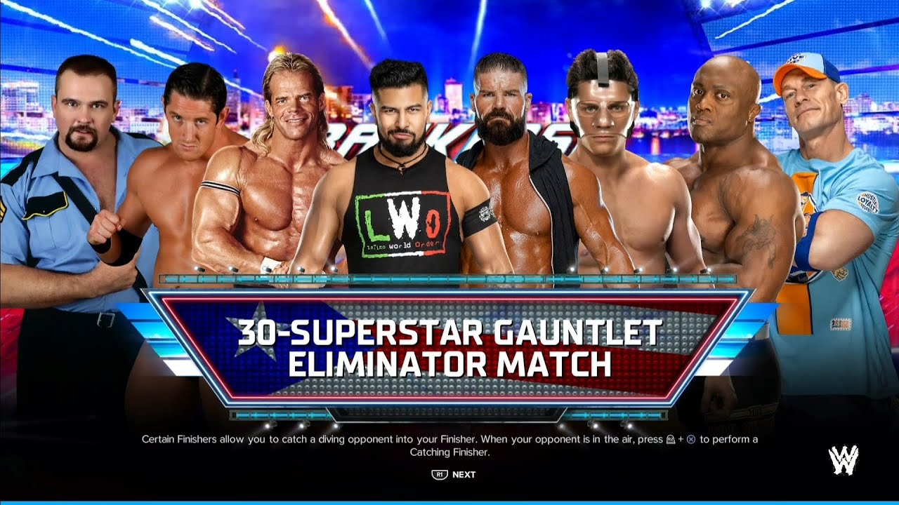 30 Superstar Gauntlet Elimination match WWE 2k24