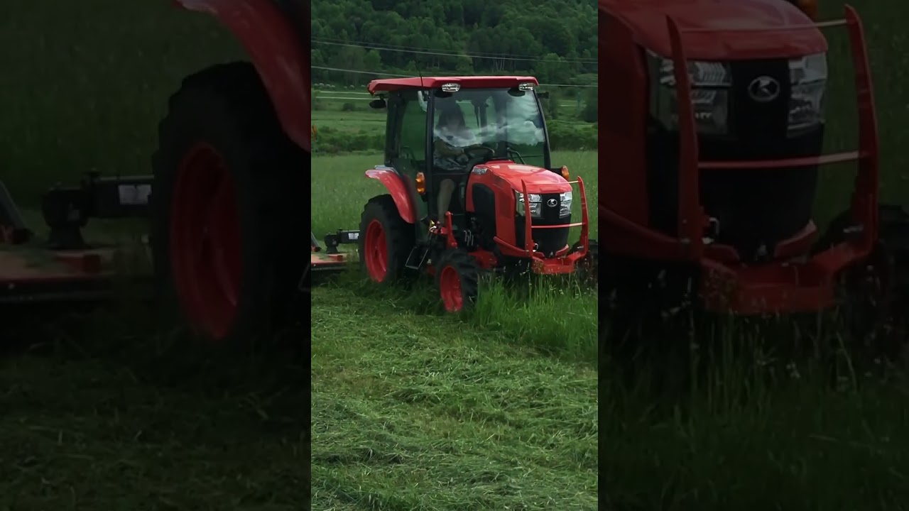 Kubota l 3560 and 7&rsquo; landpride dual cutter mowing high grass