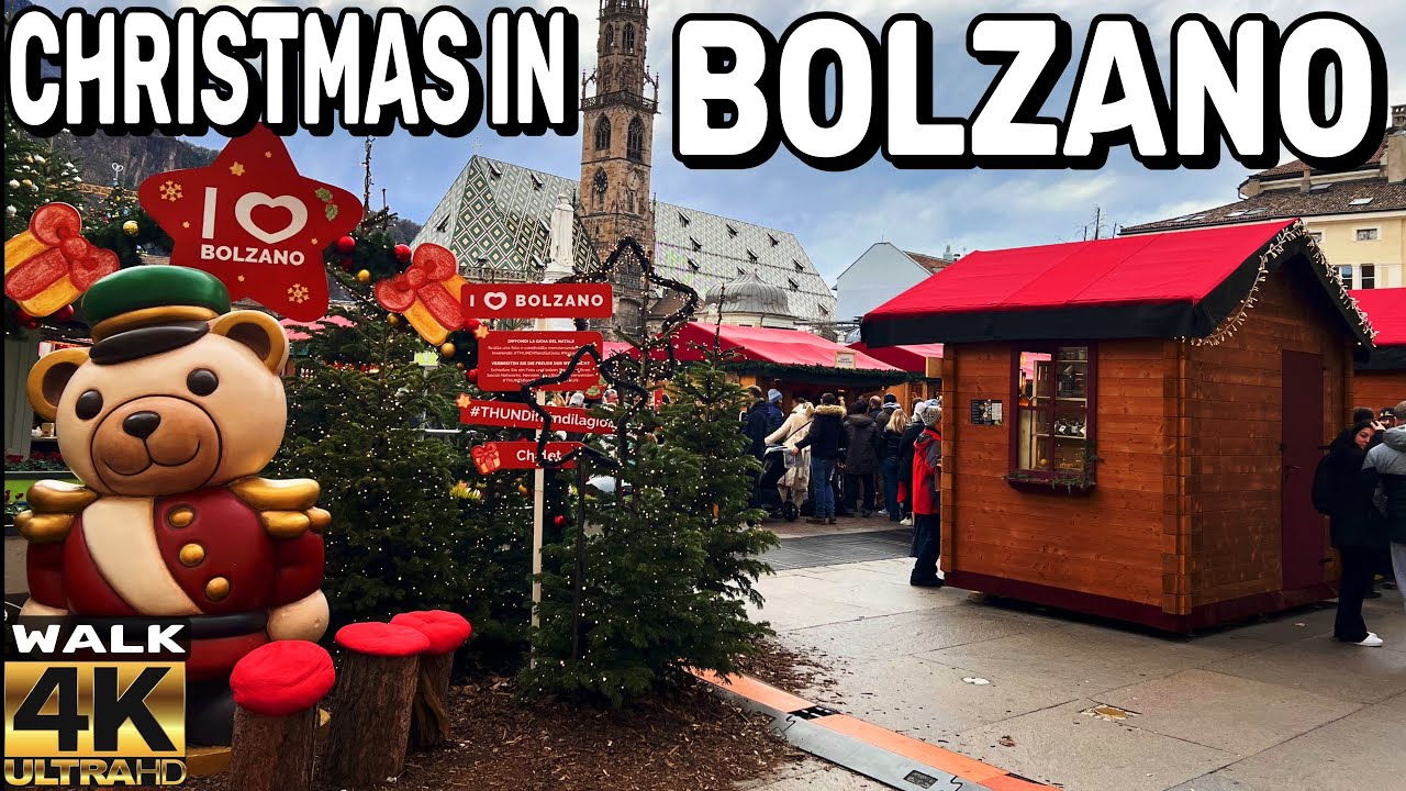 CHRISTMAS IN SOUTH TYROL ITALY | BOLZANO CHRISTMAS MARKET | WALKING TOUR 4K 60FPS