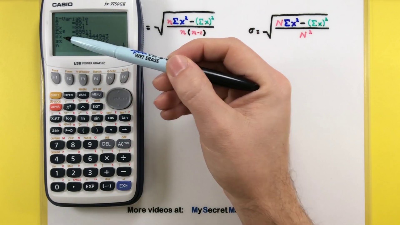 Statistics - Calculating standard deviation using a Casio fx-9750Gii calculator