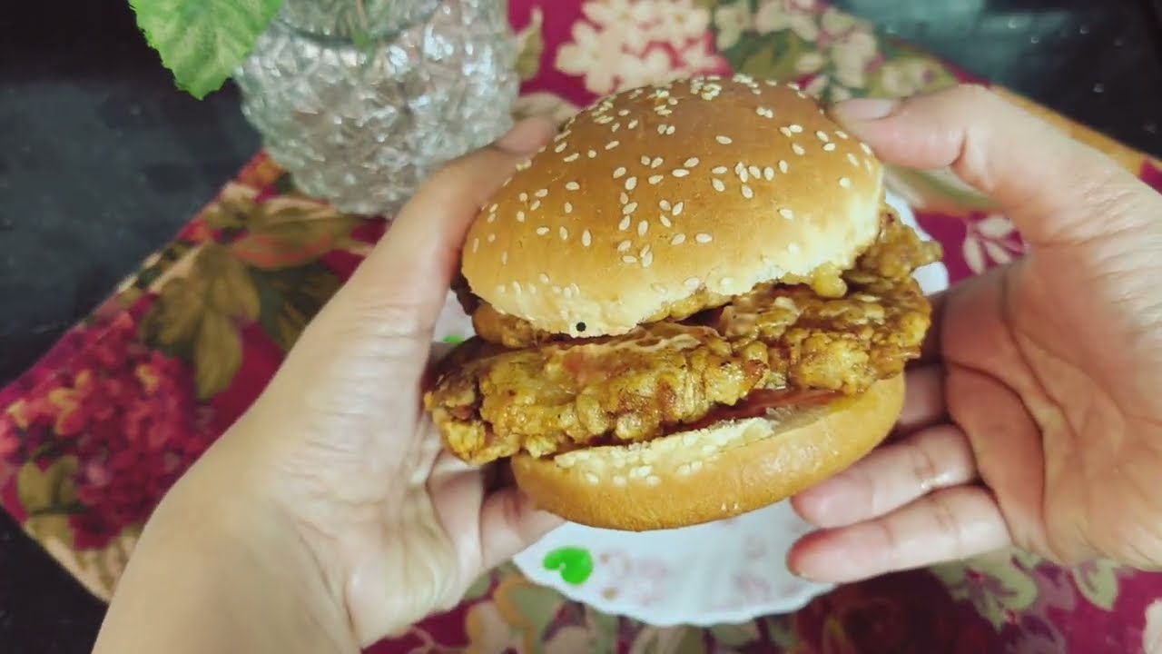 Restaurant-Style Crispy Zinger Burger step by step for beginners  #burgers #crunchy # viral #easy