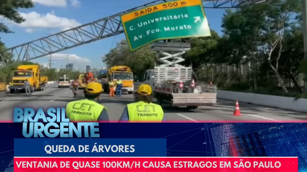 Ventania de quase 100km/h causa estragos em S&atilde;o Paulo | Brasil Urgente