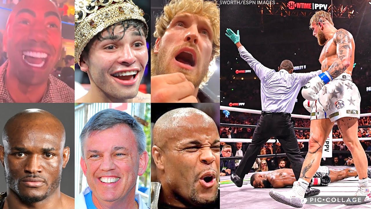 YOUTUBERS & FIGHTERS REACT TO JAKE PAUL KNOCKING OUT WOODLEY IN REMATCH 