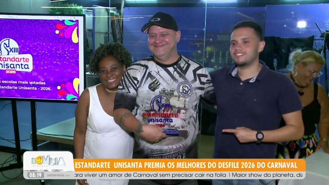 Estandarte Unisanta premia os melhores do Desfile 2026 do Carnaval - 13/2/26