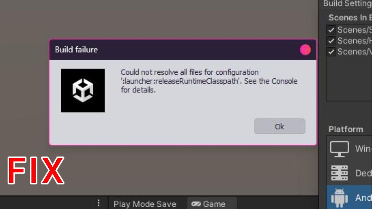 Fix Unity Build Failure Android :launcher:releaseRuntimeClasspath