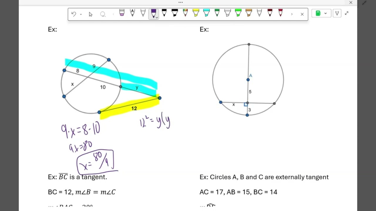 Honors Geometry 10 7 Special Segments in a Circle