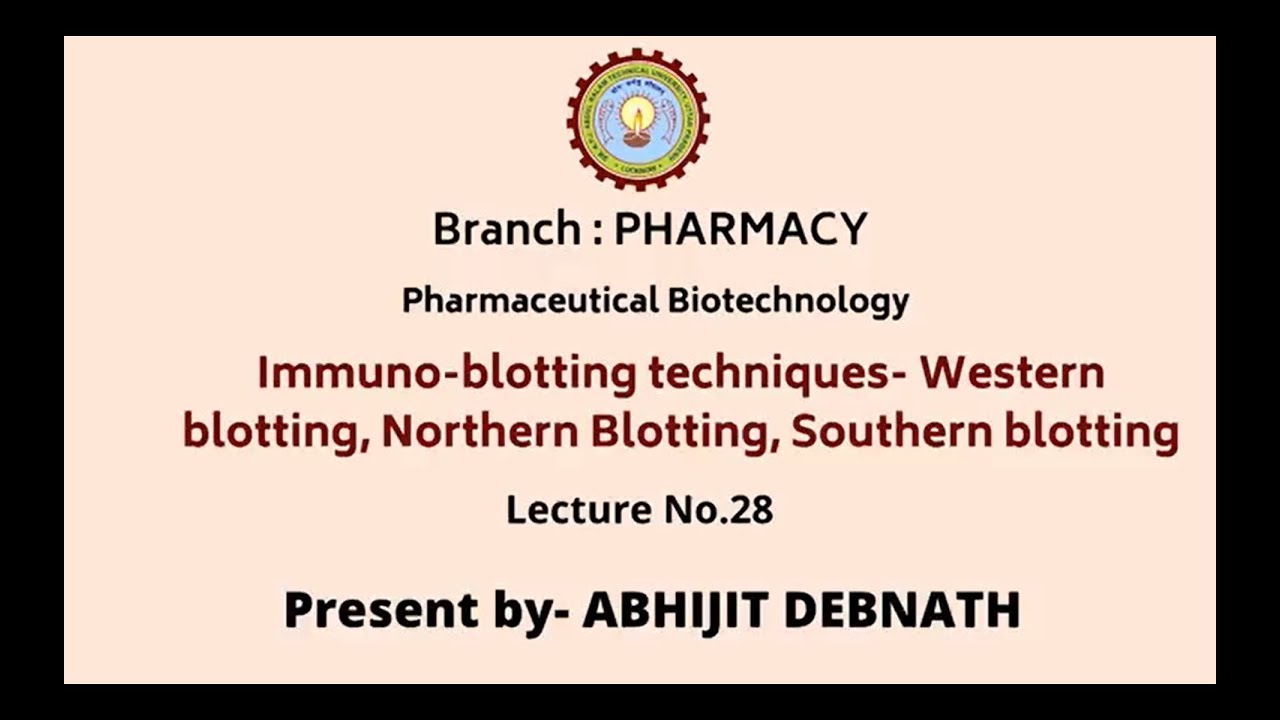 Pharmaceutical Biotechnology  | Immuno-Blotting Techniques- Western  | AKTU Digital Education