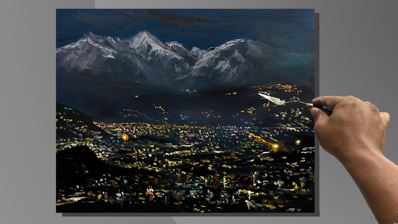 City Lights Painting Tutorial easy