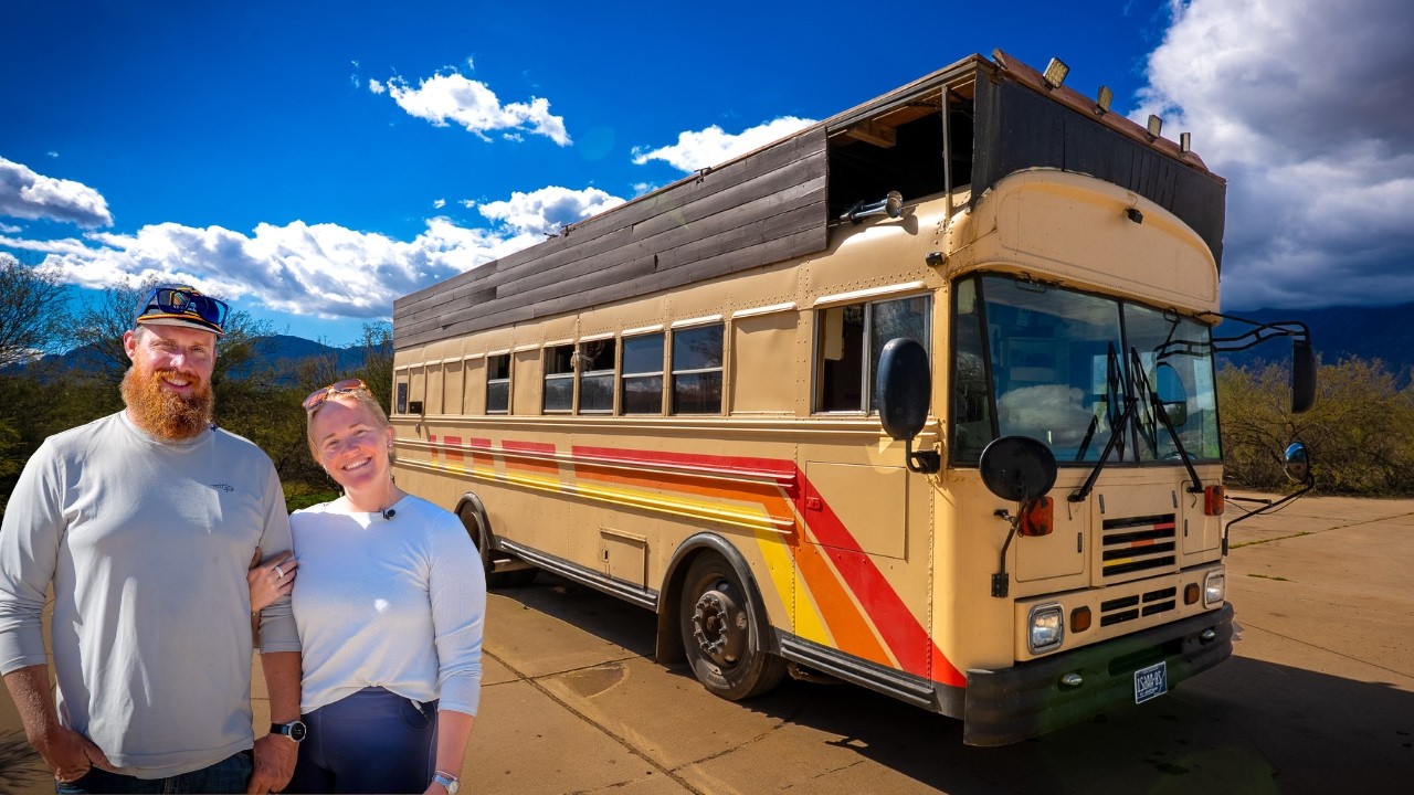 Couple Builds Dream Tiny Home Inside School Bus - Now Debt-Free!
