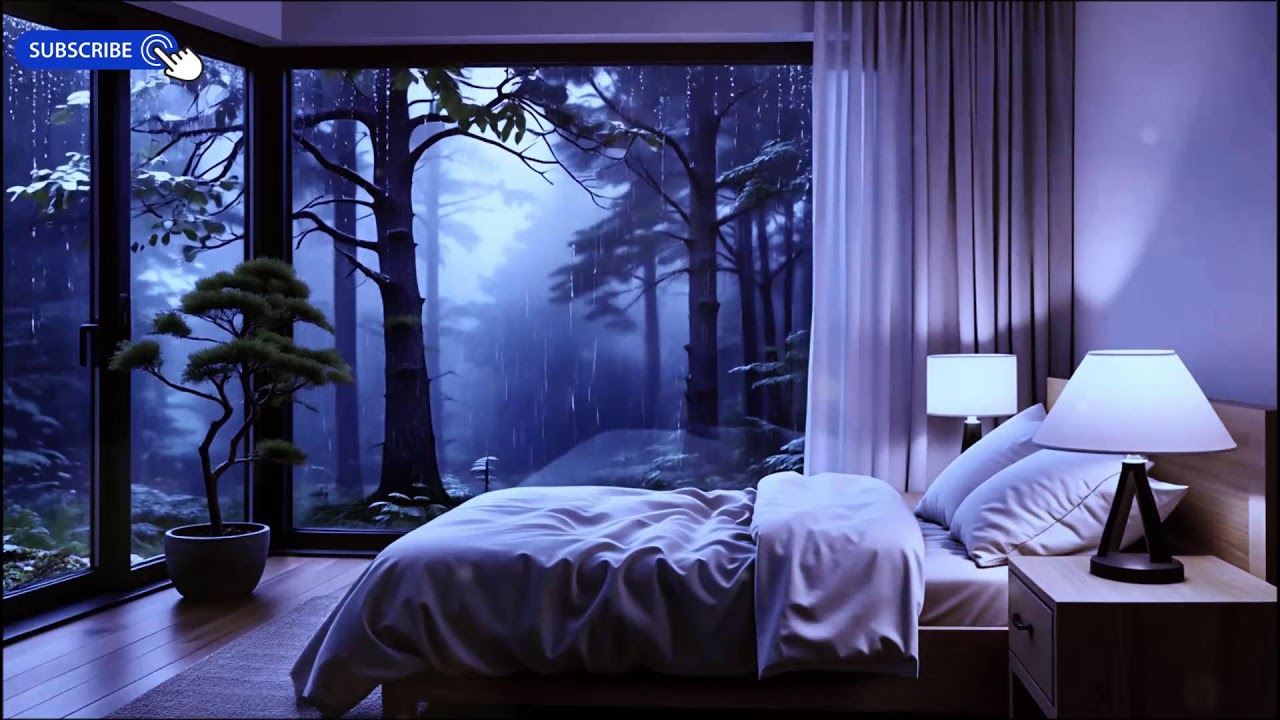 Soothing Piano in the Rain 🌧️ Long Night Sleep Music (12H)