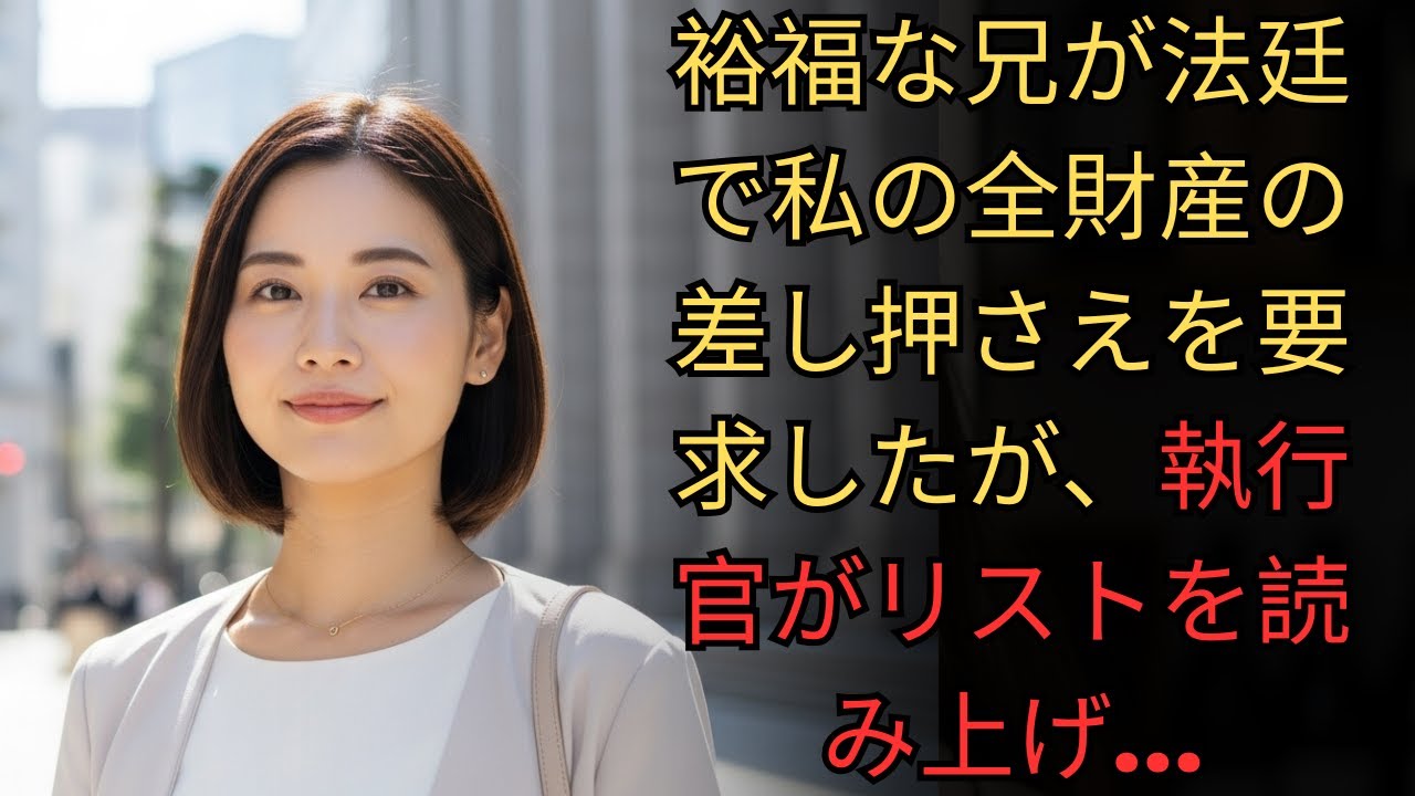 裕福な兄が法廷で私の全財産の差し押さえを要求したが、執行官がリストを読み上げ…