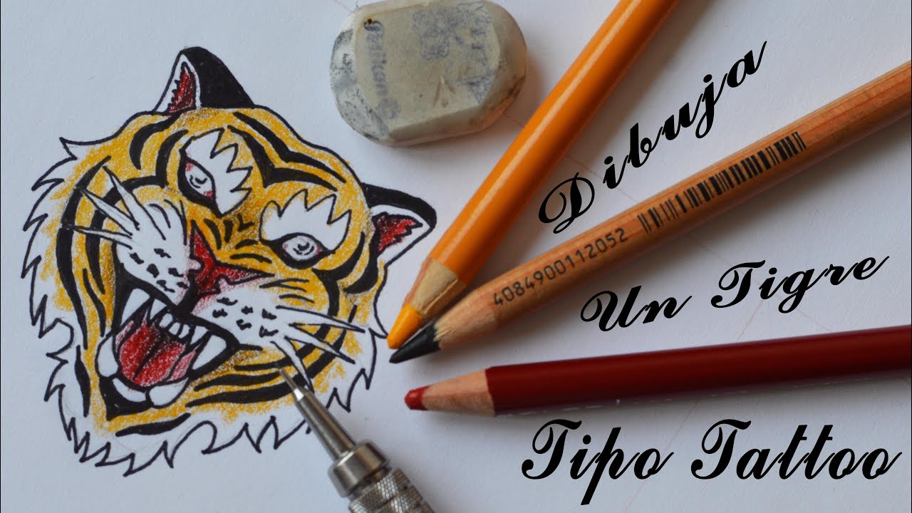 Muy fácil, Dibuja un tigre, estilo Tatuaje Old School.