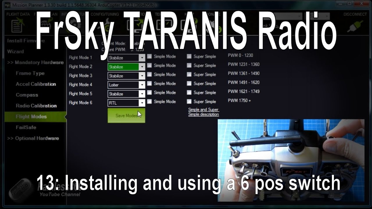 (13/13) Радио FrSky TARANIS – Добавление 6-позиционного переключателя (S3) и настройка для APM/Pi...
