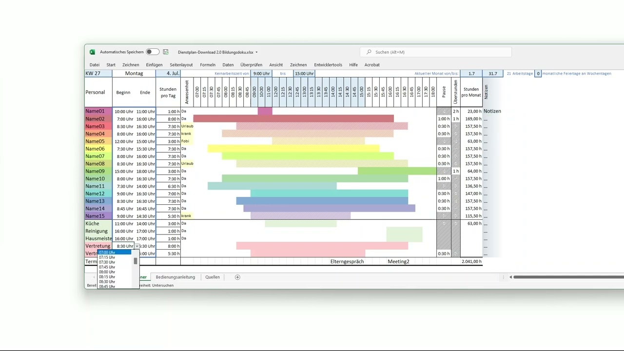 Anwendung Kita-Dienstplan Download 2.0