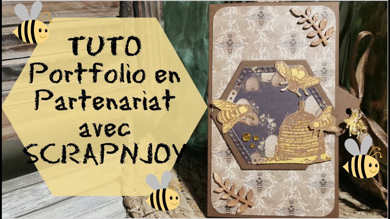 PORTFOLIO ABEILLE avec les papiers de chez @scrapnjoy !!!🐝🐝🐝