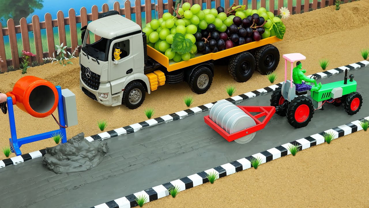 Diy tractor mini Bulldozer to making concrete road | Construction Vehicles, Road Roller