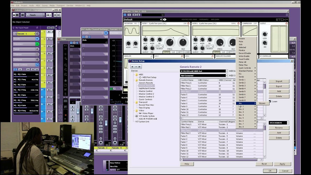 Cubase with TASCAM DM4800 MIDI Control