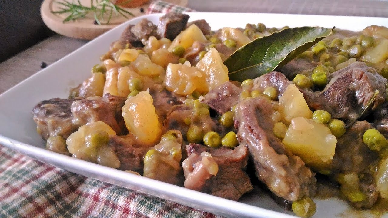 Spezzatino con patate  e piselli ( tenero e cremoso)