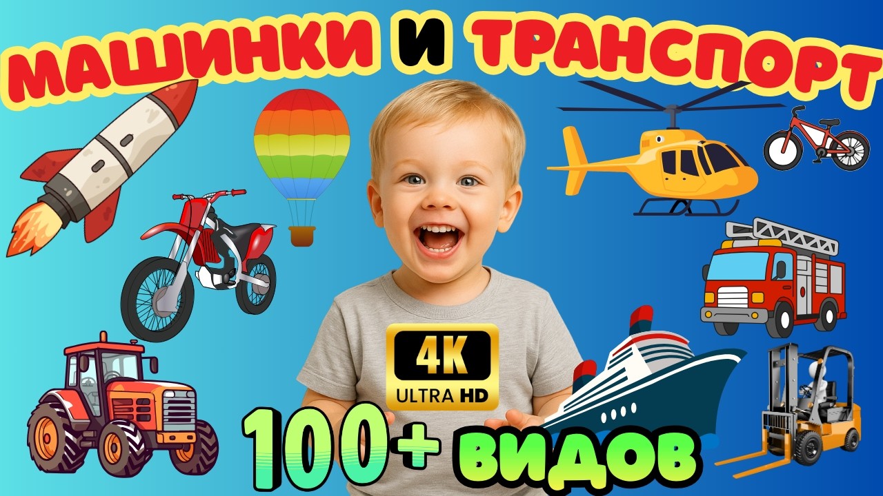 МЕГА СБОРНИК транспорта: Изучаем названия транспорта, спецтехники и машин. Учим Слова.